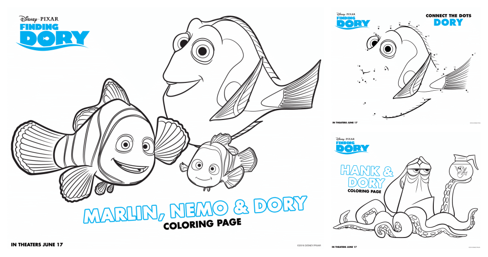 Finding dory party coloring sheets