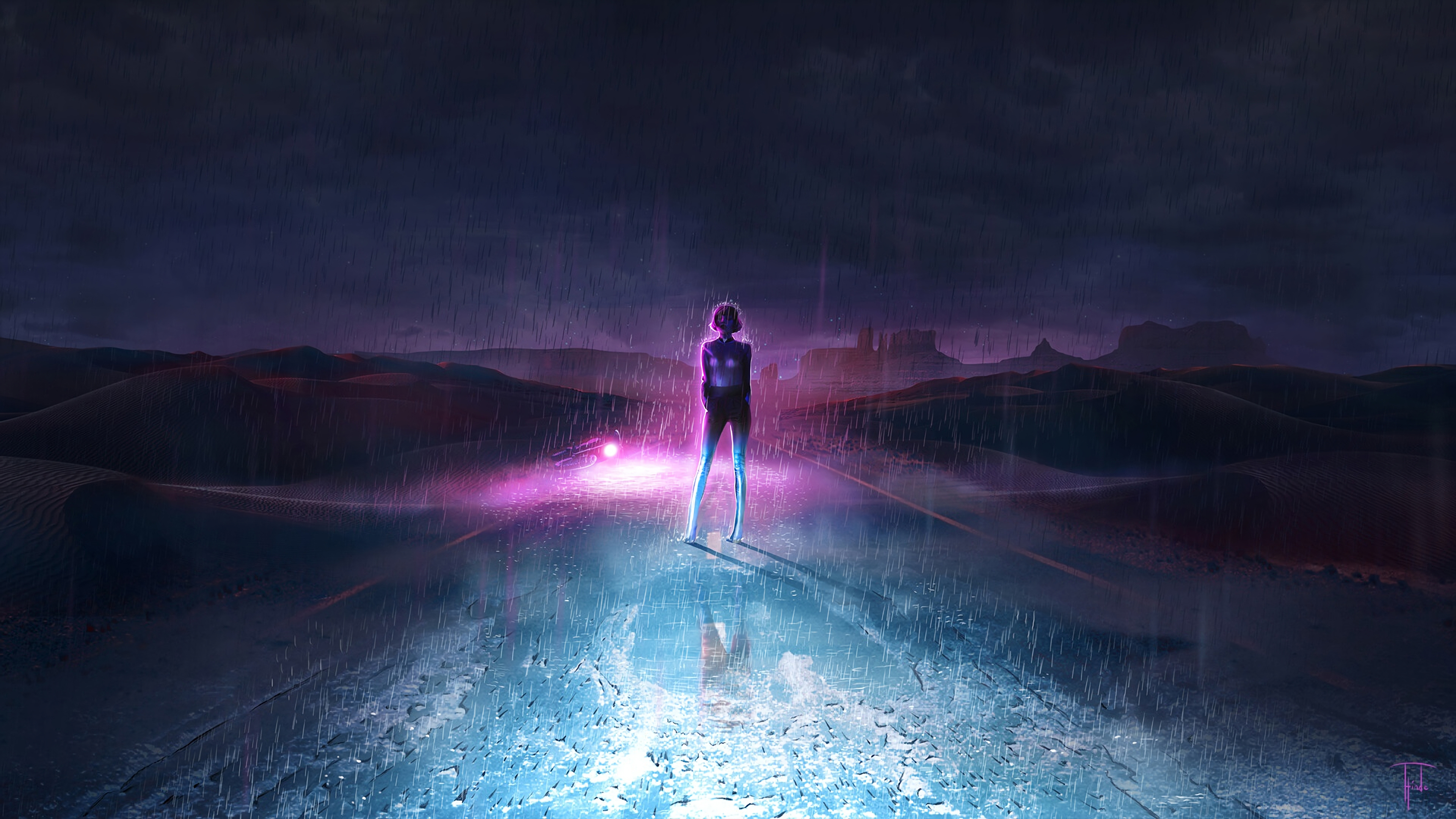 Neon dark sky road k hd artist k wallpapers images backgrounds photos and pictures