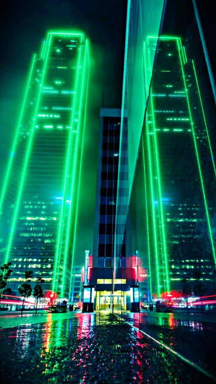Neon green city wallpapers