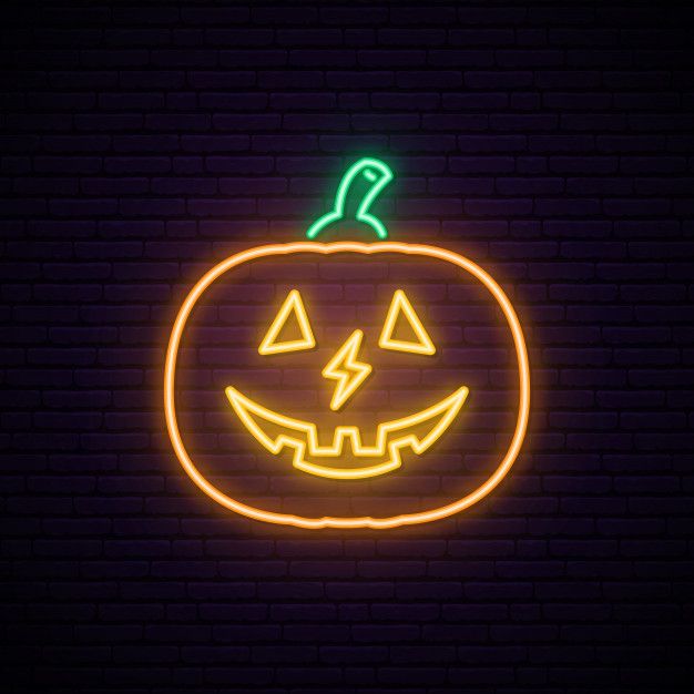 Premium vector halloween pumpkin neon sign halloween wallpaper iphone halloween icons cute fall wallpaper