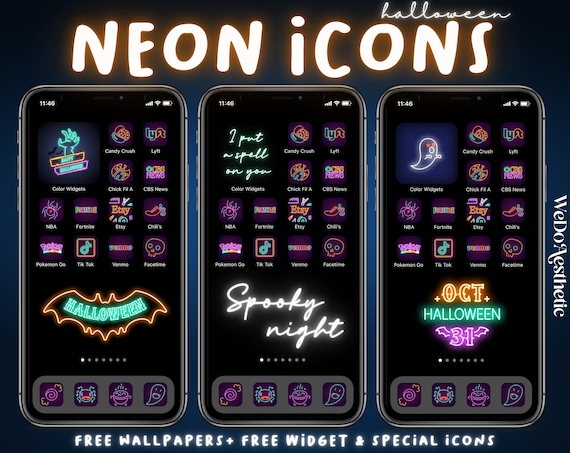 Halloween neon edition ios app icons halloween aesthetic
