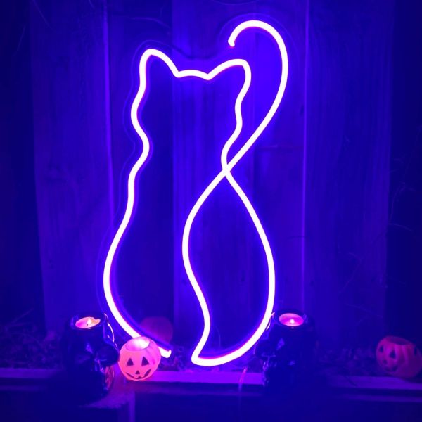 Led neon sign of cat silhouette cute neon lights for pet lovers