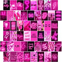 Woonkit pink neon wall collage kit aesthetic pictures trendy room decor for teen girls pink collage kit hot pink room decor pink room decor aesthetic hot pink wall decor pcs x