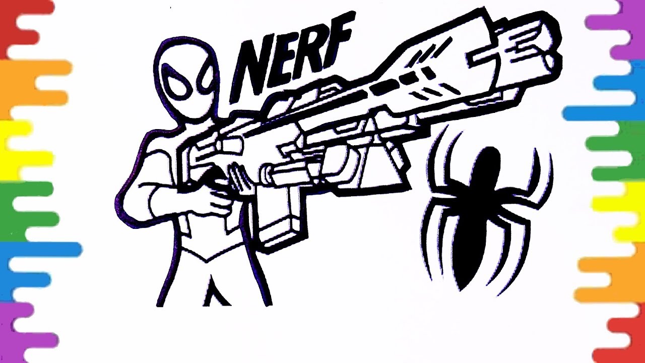 Spiderman nerf gun coloring pages spiderman coloring pages how to color nerf avengers coloring