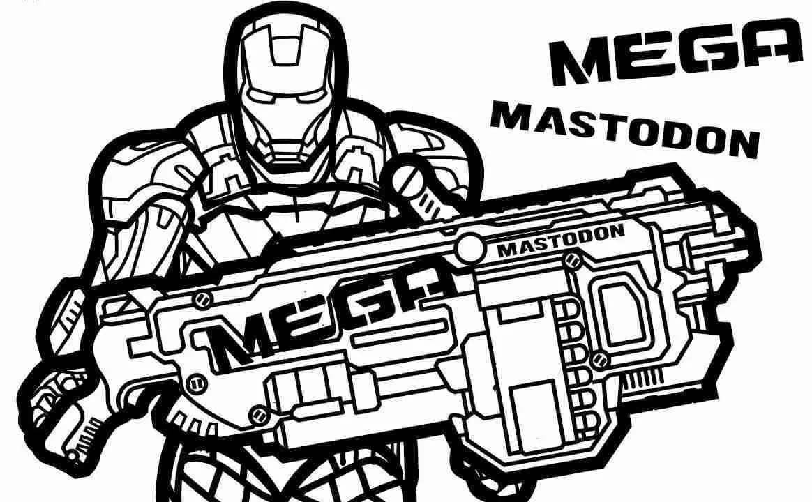 Iron man and nerf gun coloring page