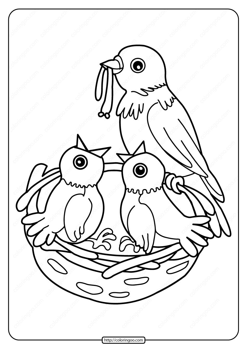 Printable birds in the nest loring page bird loring pages loring pages animal loring pages