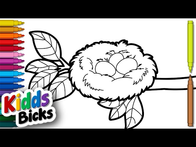 How to draw a nest for kids colouring bird nest picture in easy step by step
