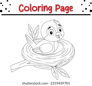 Bird nest coloring page royalty