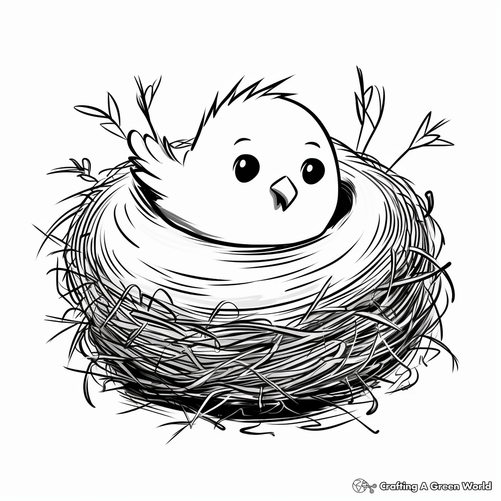 N is for nest coloring pages