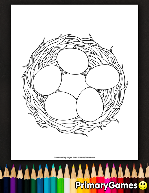 Eggs in a nest coloring page â free printable ebook coloring pages spring coloring pages egg coloring page