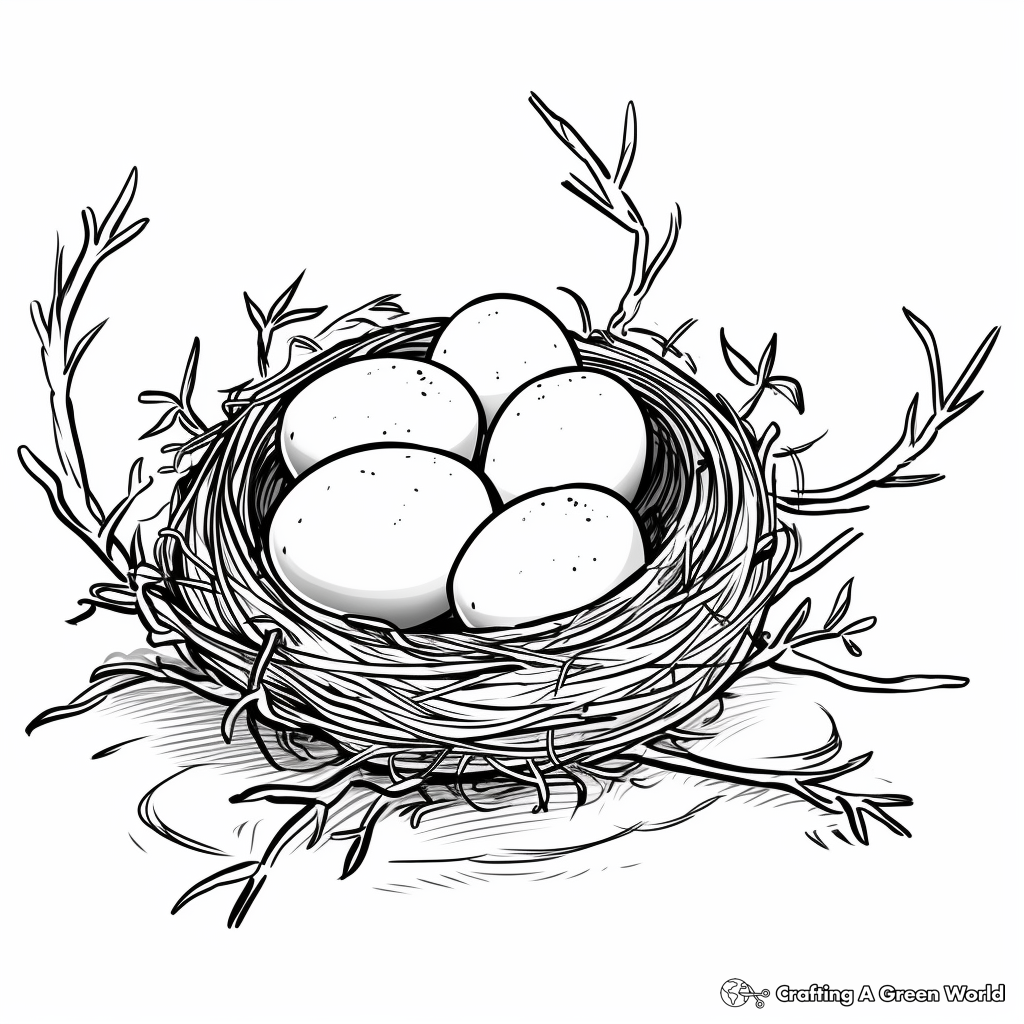 Bird nest coloring pages