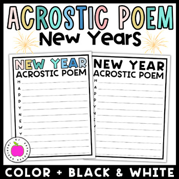 New years acrostic poem goal writing printable activity