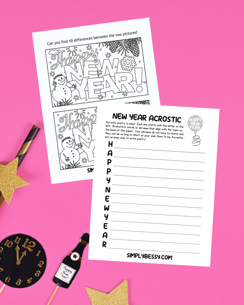 New year activity and coloring book