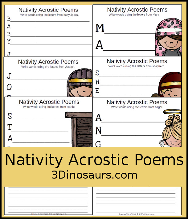 Free nativity acrostic poems dinosaurs