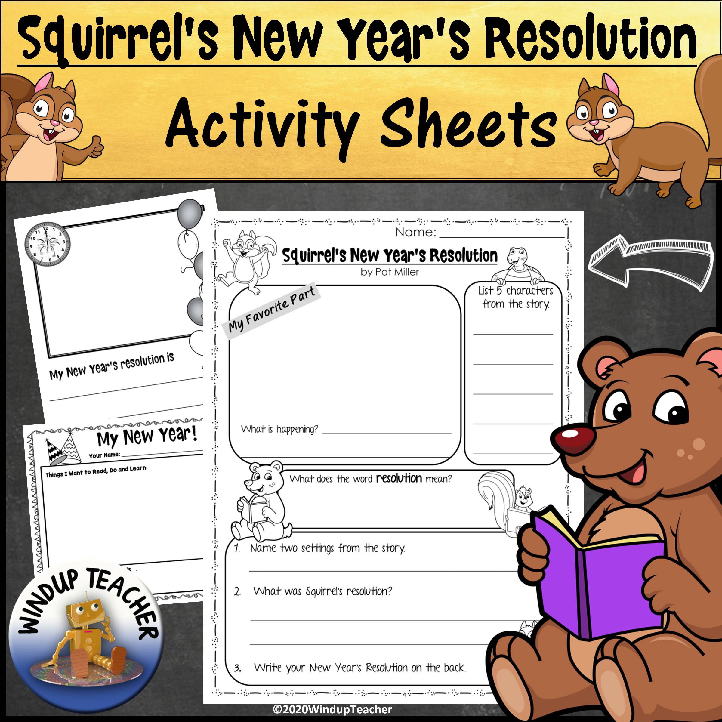 Squirrels new years resolution activity sheets made by teachers