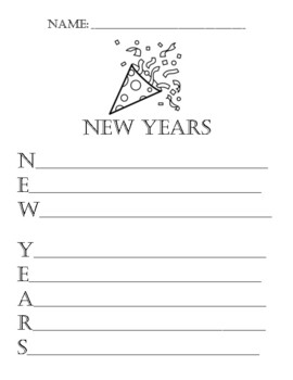 New years acrostic poem worksheet by northeast education tpt