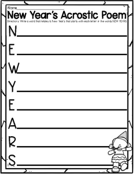 New years acrostic poem by liddle minds tpt