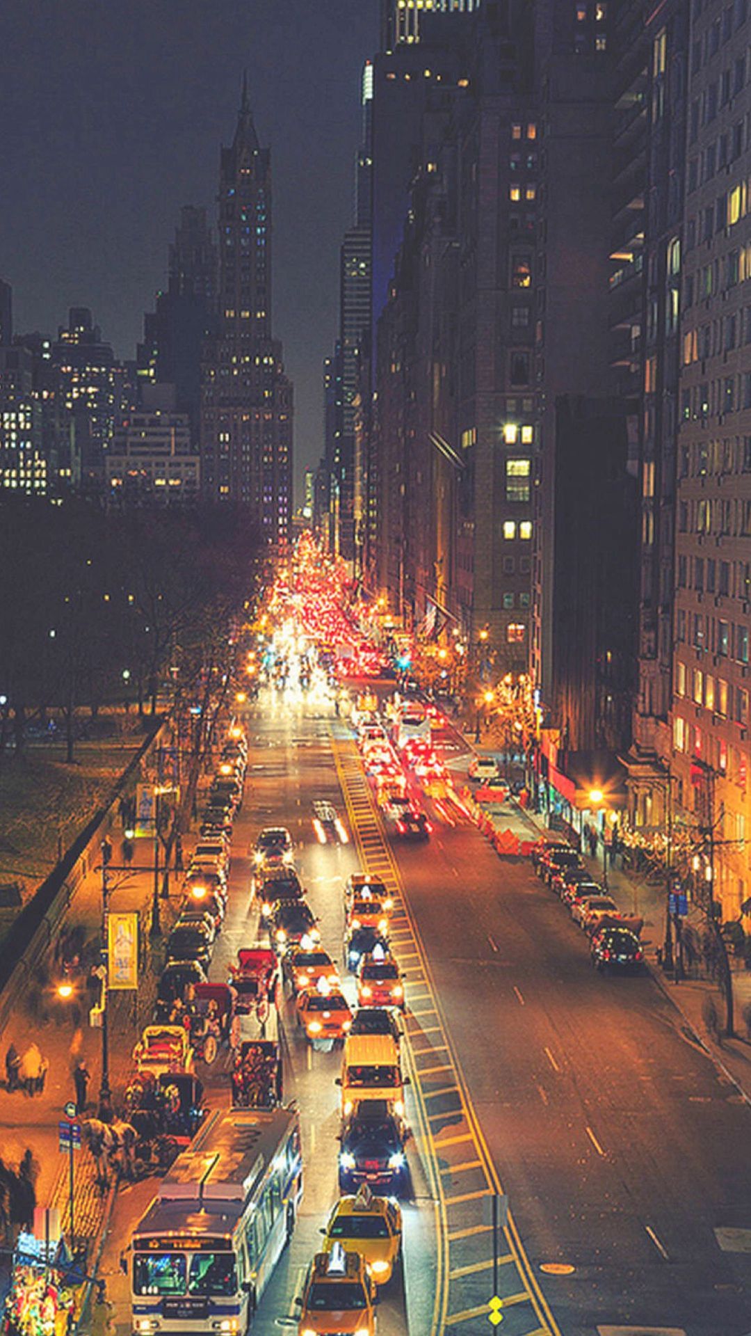 Busy new york street night traffic iphone wallpaper download iphone wallpapers ipad wallpapers one