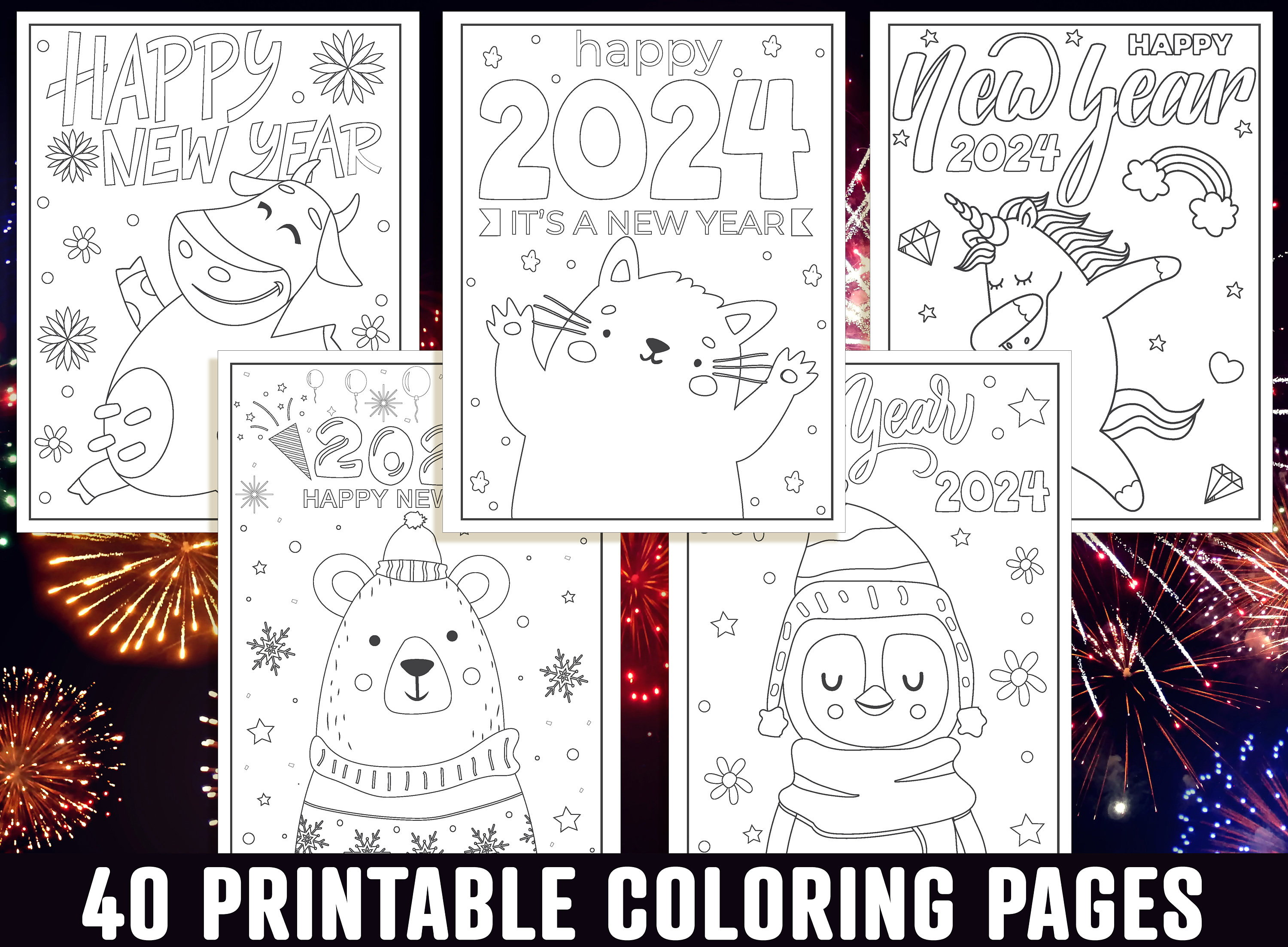 Happy new year coloring pages printable happy new year coloring pages for kids boys girls teens new year party activity pdf
