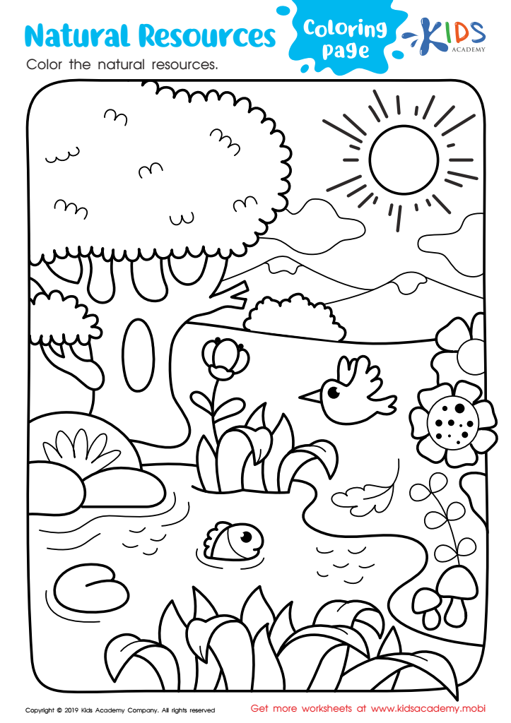 Natural resources coloring page worksheet for kids