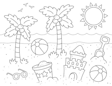 Beach coloring page images â browse photos vectors and video