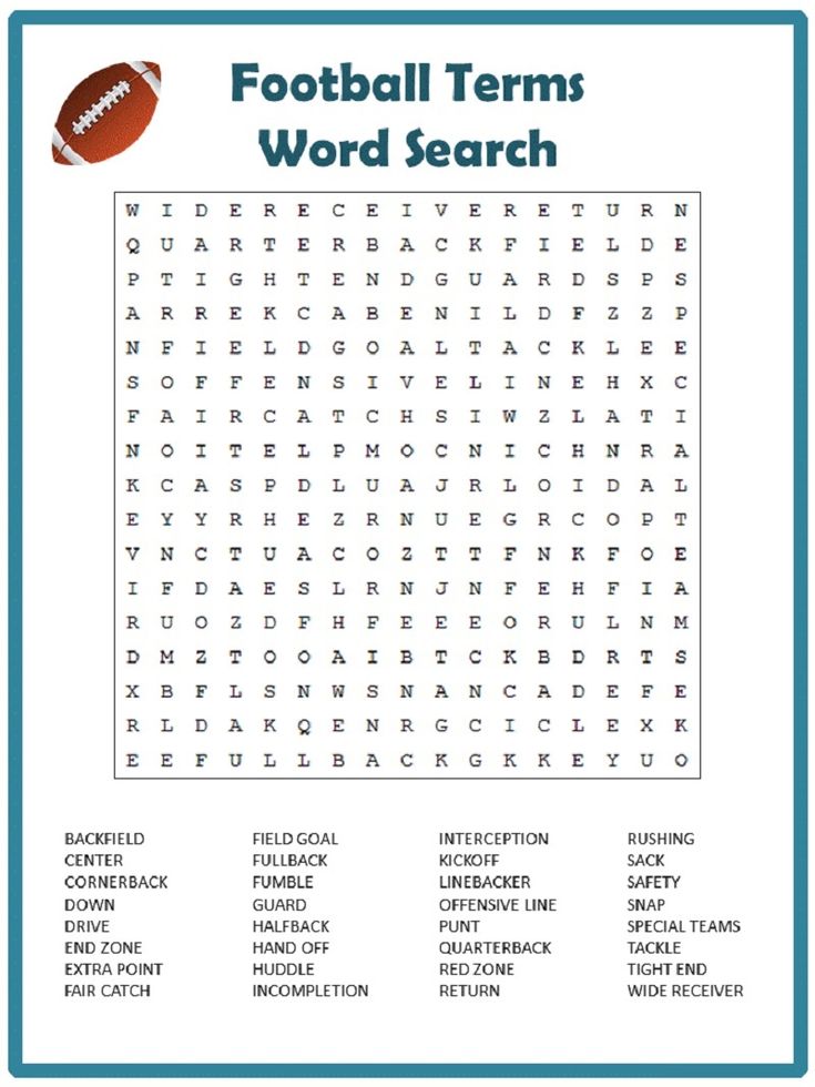 Nfl word search activity shelter football word search fun games for kids word find