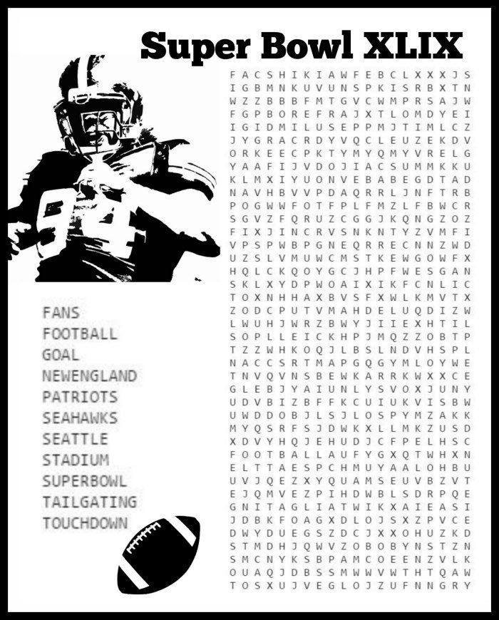 Free super bowl coloring pages and puzzle for game day