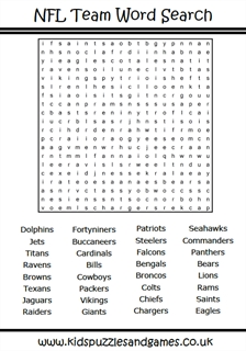Nfl team word search