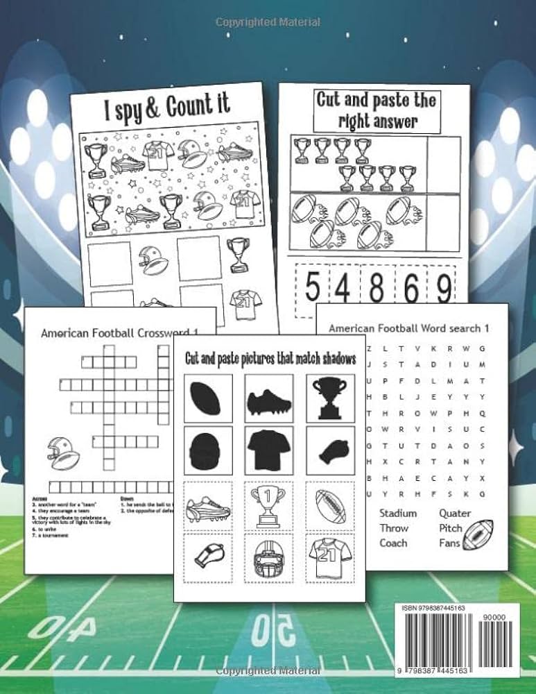 Amerin football activity book for kids ages