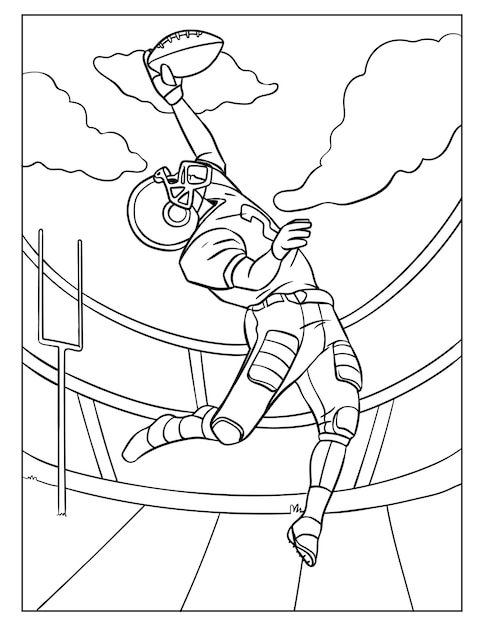 Premium vector american football coloring page for kids