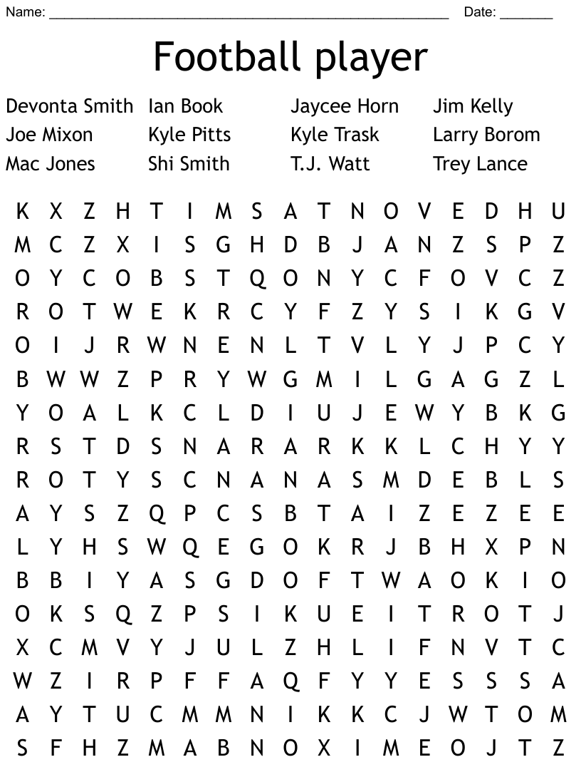 Football player word search