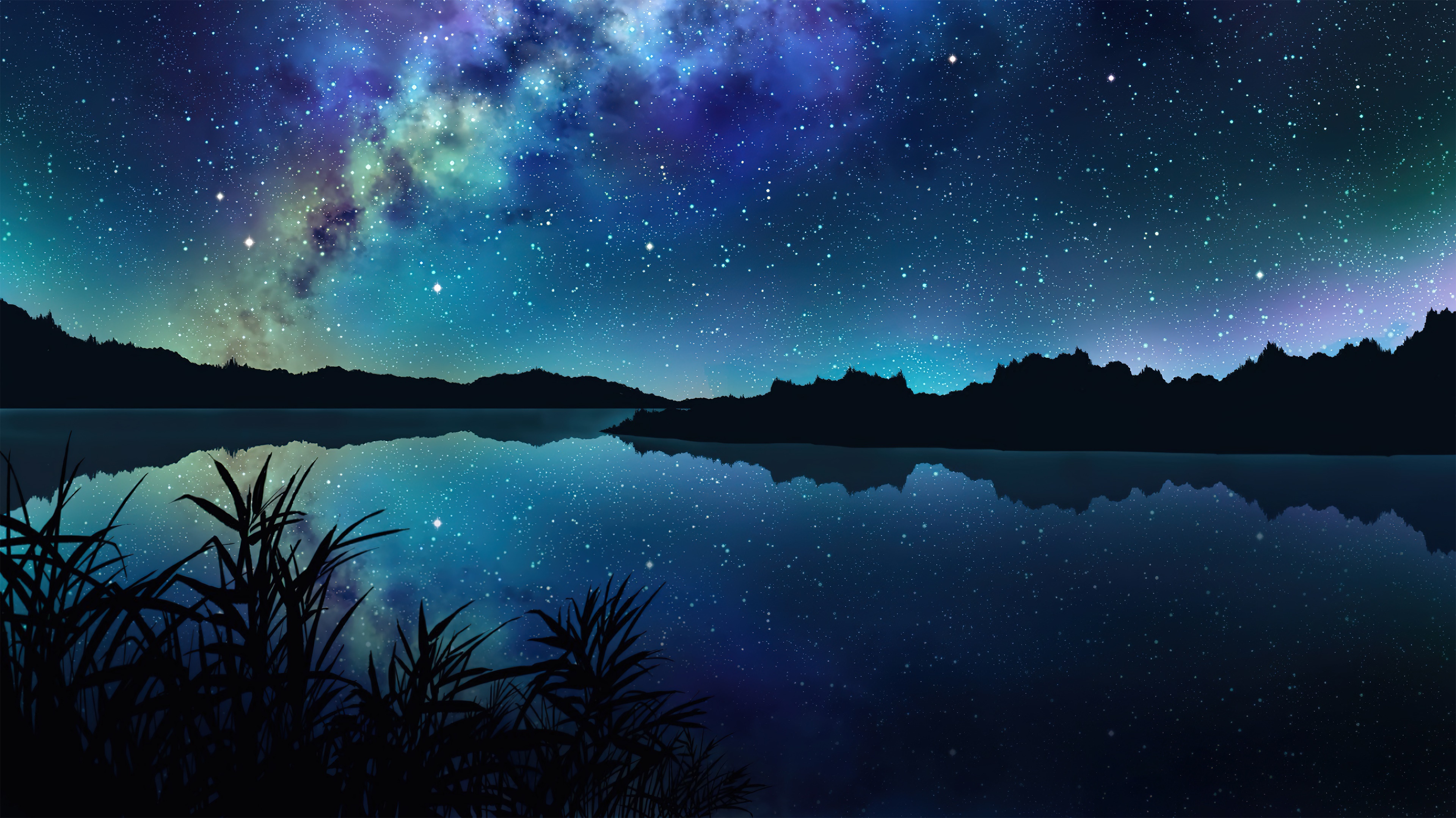 Wallpaper starry stars night sky milky way anime scenery art k hd
