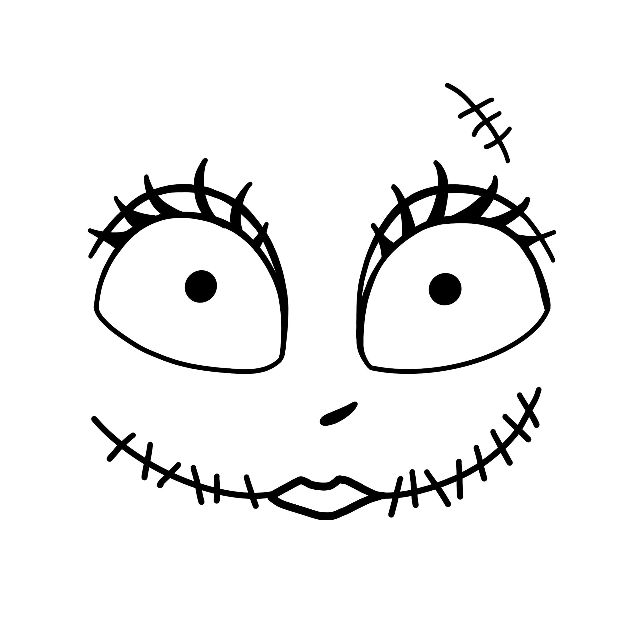Sally face digital files the nightmare before christmas pdfpngsvgjpeg halloween coloring pages pumpkin carving stencil