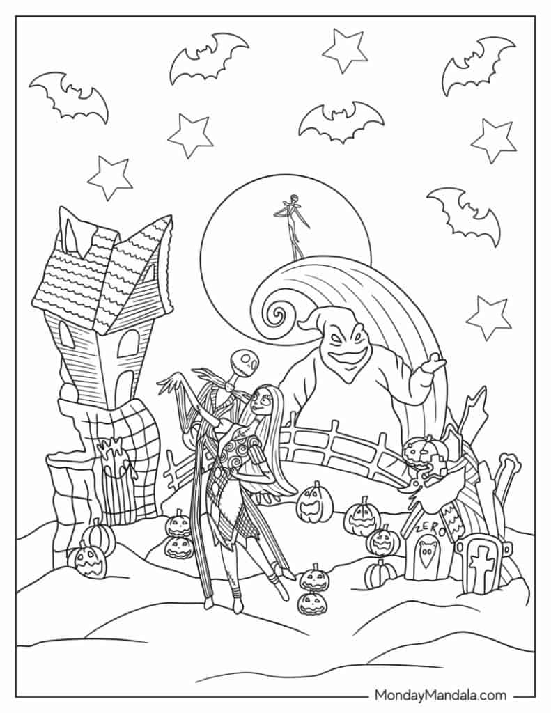 Nightmare before christmas coloring pages free pdfs