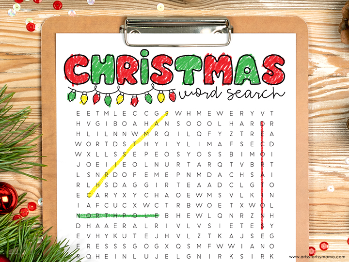 Free printable christmas word search coloring page artsy