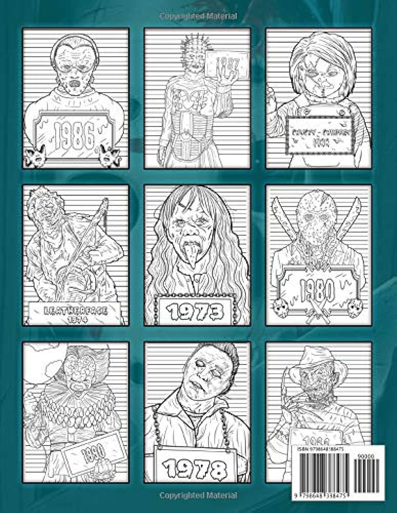 Serial nightmare coloring book halloween nightmare a serial killers from classic horror movies coloring book for adult balloon nightmare books