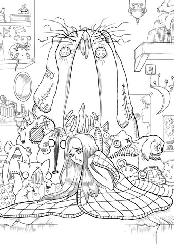 Alices nightmare with living dead dolls coloring page free printable coloring pages