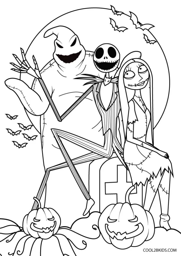 Free printable nightmare before christmas coloring pages for kids in cartoon coloring pages halloween coloring book halloween coloring sheets