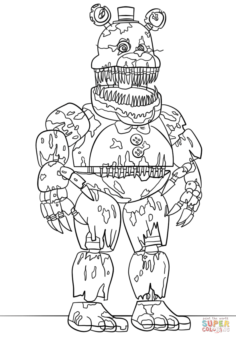 Nightmare freddy coloring page free printable coloring pages