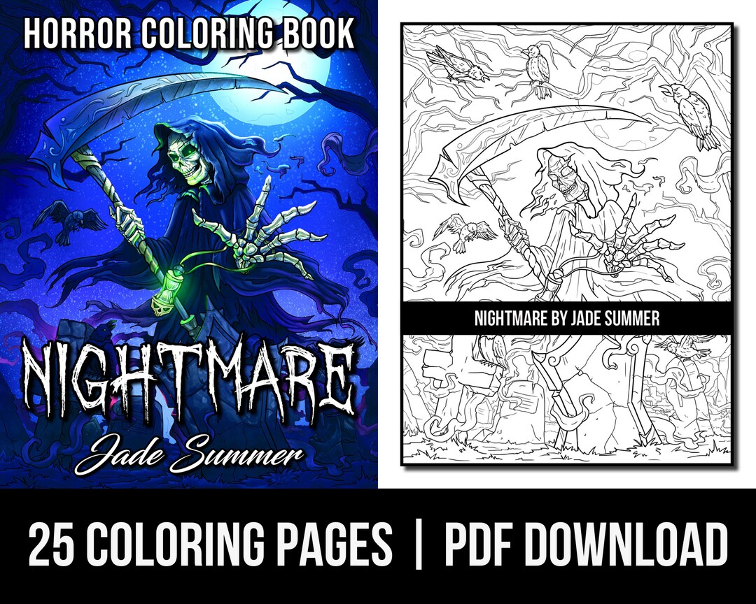 Coloring pages nightmare adult coloring book by jade summer digital coloring pages printable pdf download
