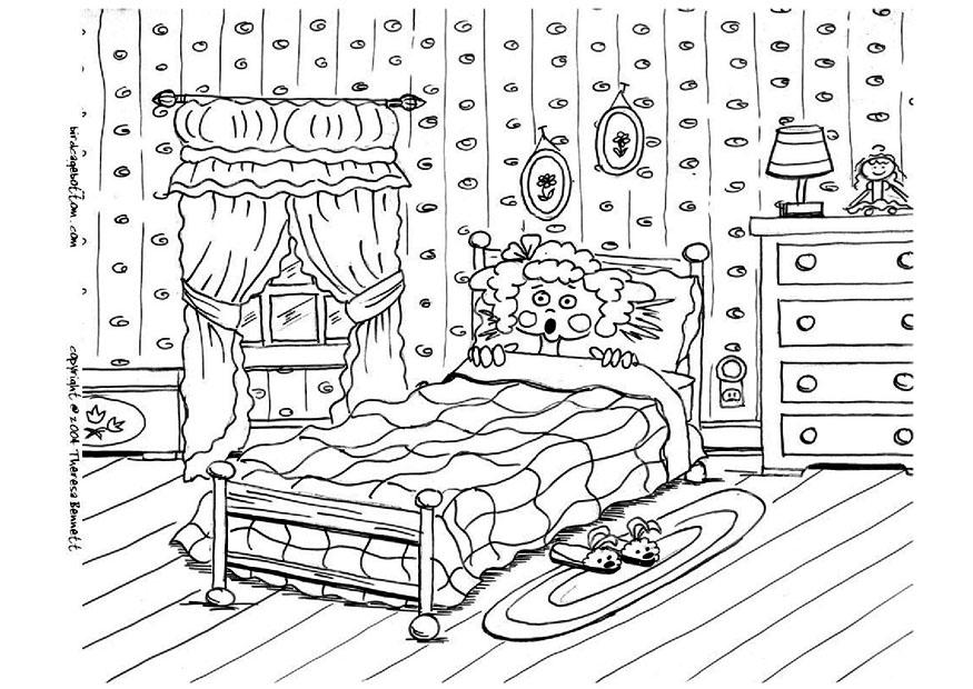 Coloring page scared of the dark nightmare