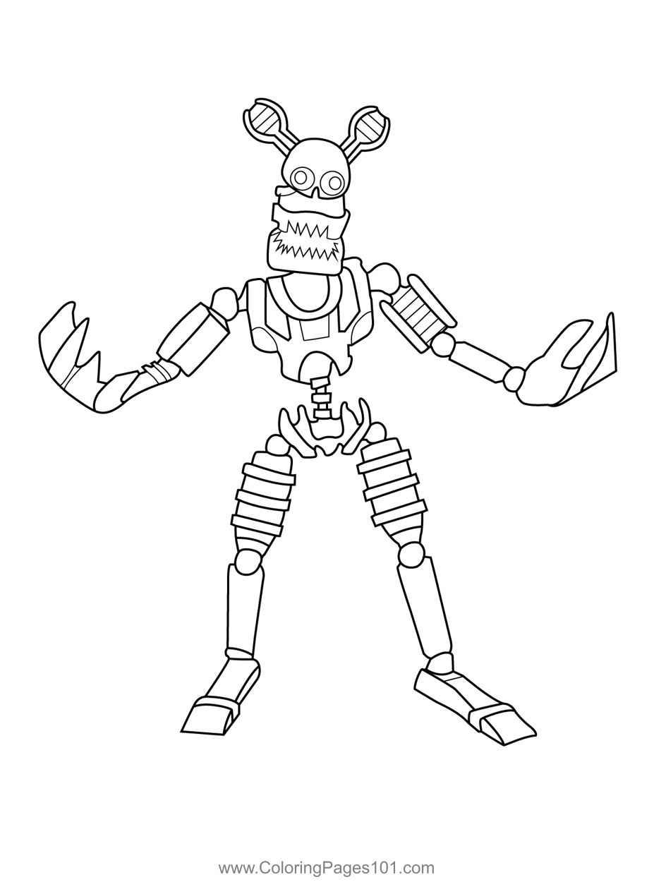 Nightmare endo fnaf coloring page for kids