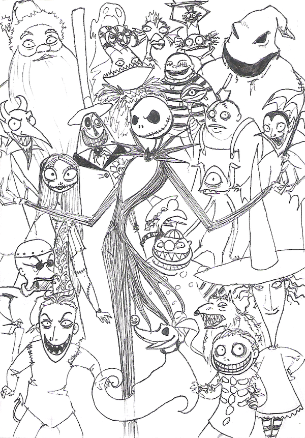 Nightmare before christmas drawings disney coloring pages halloween coloring pages