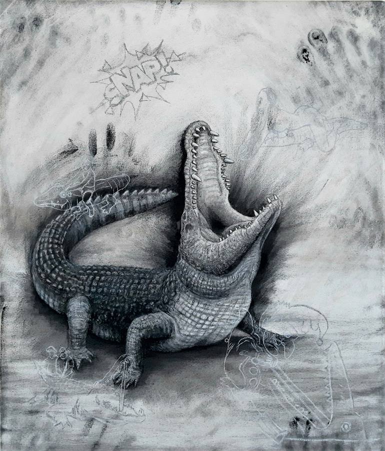 The nile crocodile drawing by tom van herrewege saatchi art