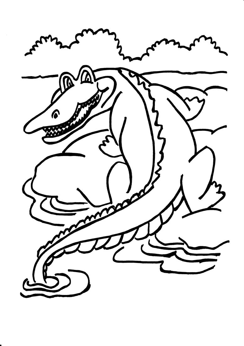 Dangerous crocodile coloring printable page