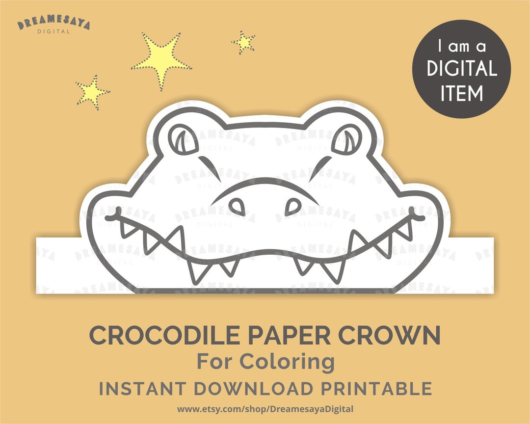 Crocodile coloring page nile crocodile bw party crown to color big reptile head paper craft