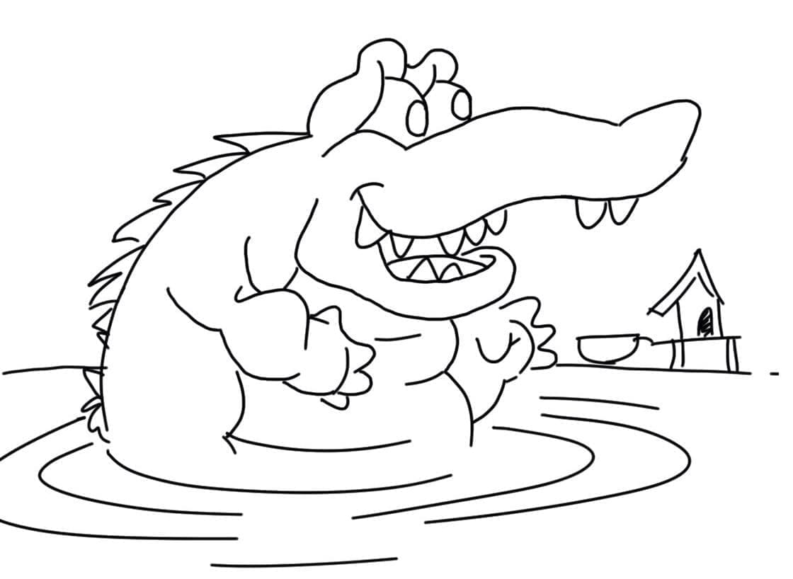 Free drawing of crocodile coloring page