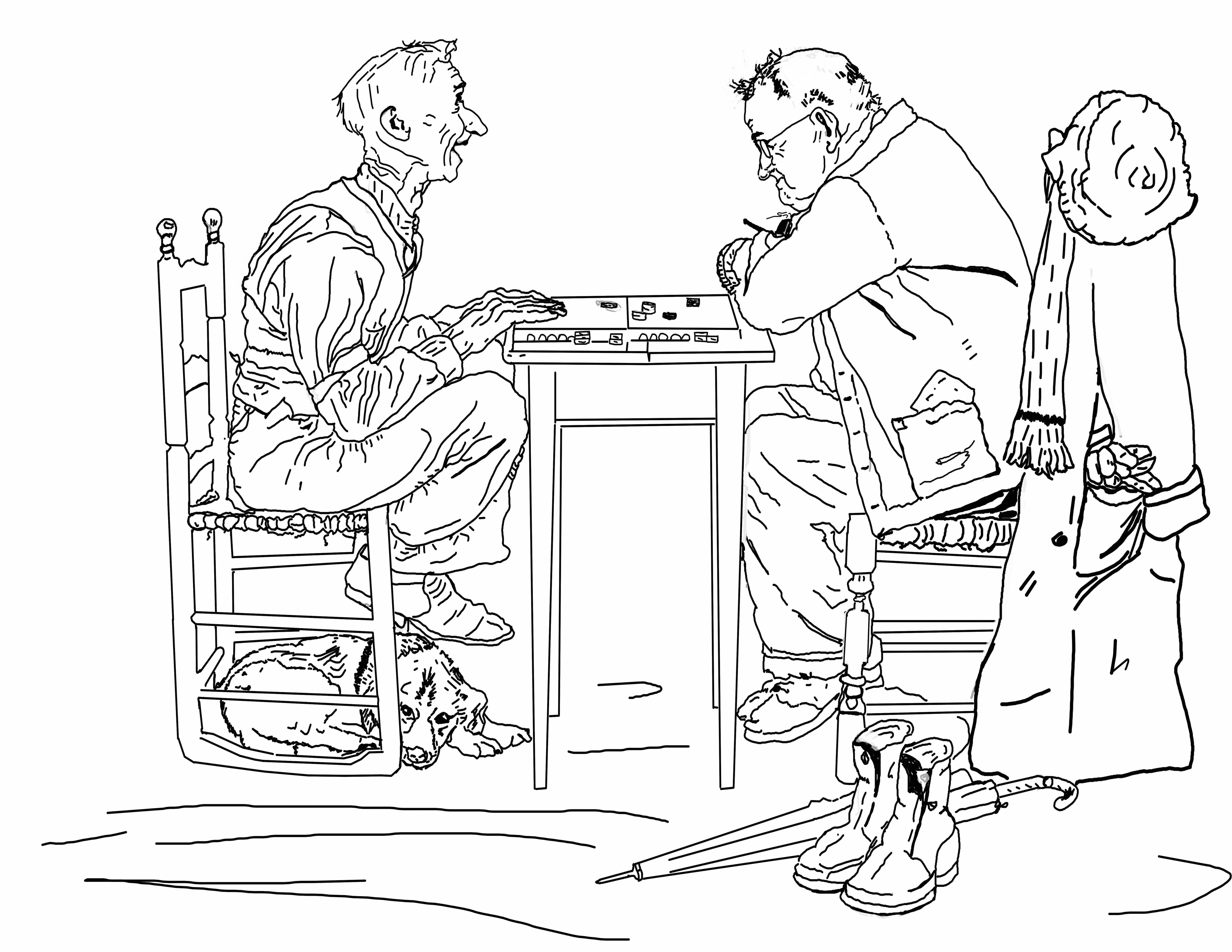 A coloring page adapted from a norman rockwell illustration hand drawn by lee olson available at premiumcolorâ coloring pages coloring books how to draw hands