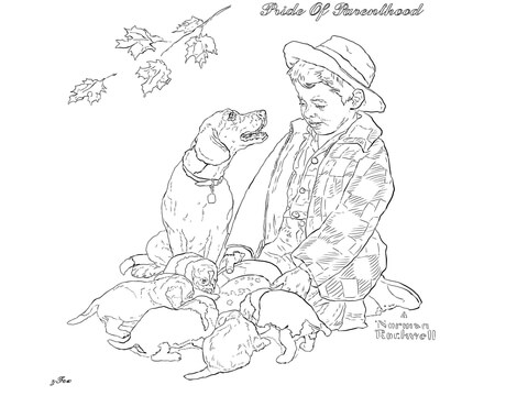 Pride of parenthood by norman rockwell coloring page free printable coloring pages