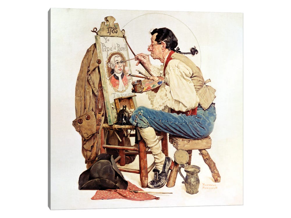Pipe and bowl sign painter canvas art by norman rockwell